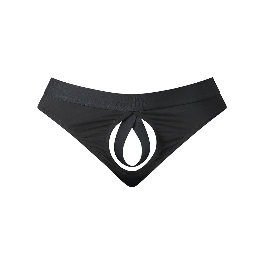 Male Power Open Ended Thong Open Black S/M