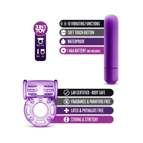 Play with Me Couples Play Vibrating Cockring Purple