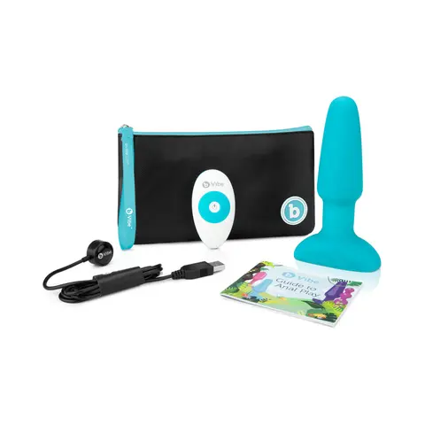 b-Vibe Rimming 2 Rotating and Vibrating Remote Control Plug in Teal