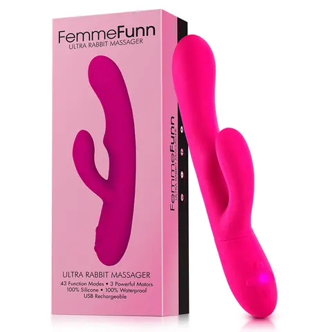 FemmeFunn Ultra Rabbit Rechargeable Silicone Dual Stimulation Vibrator in Pink