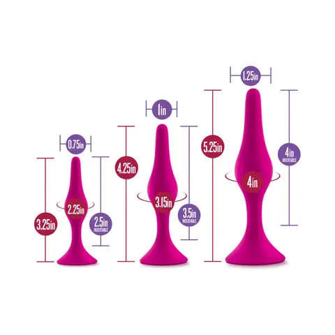 Luxe 3-Piece Silicone Beginner Plug Kit in Pink