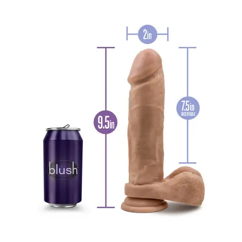 Au Naturel 9.5 in. Posable Dual Density Dildo with Balls in Tan
