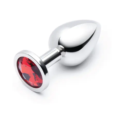 b-Vibe Essentials 3.25 in. Stainless Steel Jewel Butt Plug Red