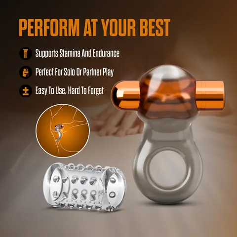 Stay Hard Vibrating Cock Ring Set with Sleeve 2