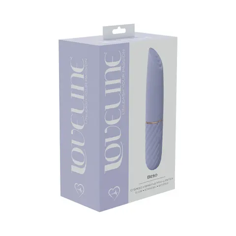 LoveLine Beso 10 Speed Vibrating Mini-Lipstick Silicone Rechargeable Waterproof in Lavender