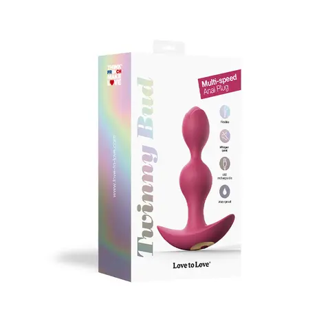 Love to Love Twinny Bud Rechargeable Silicone Multi-Speed Vibrating Anal Plug in Plum