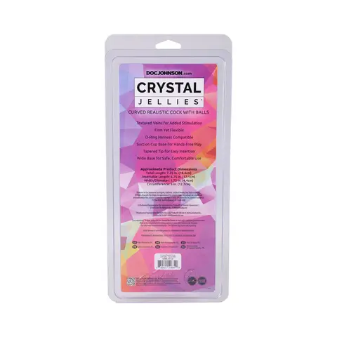Crystal Jellies Curved Realistic Cock with Balls 7 in. in Pink