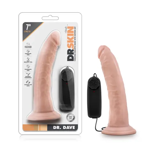 Dr. Skin Dr. Dave Realistic 7 in. Vibrating Dildo in Beige
