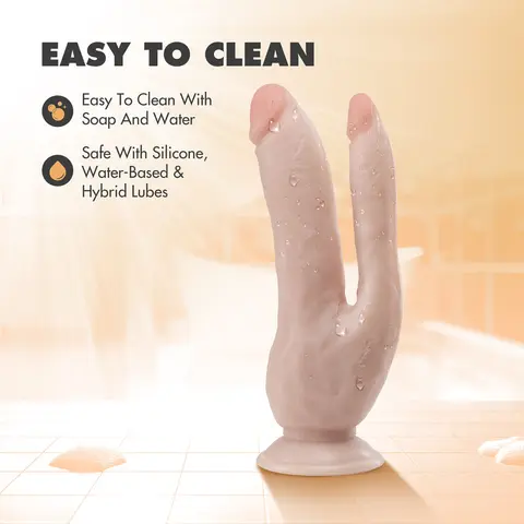 Dr. Skin DP Cock Realistic 8 in. Dual Entry Dildo Beige