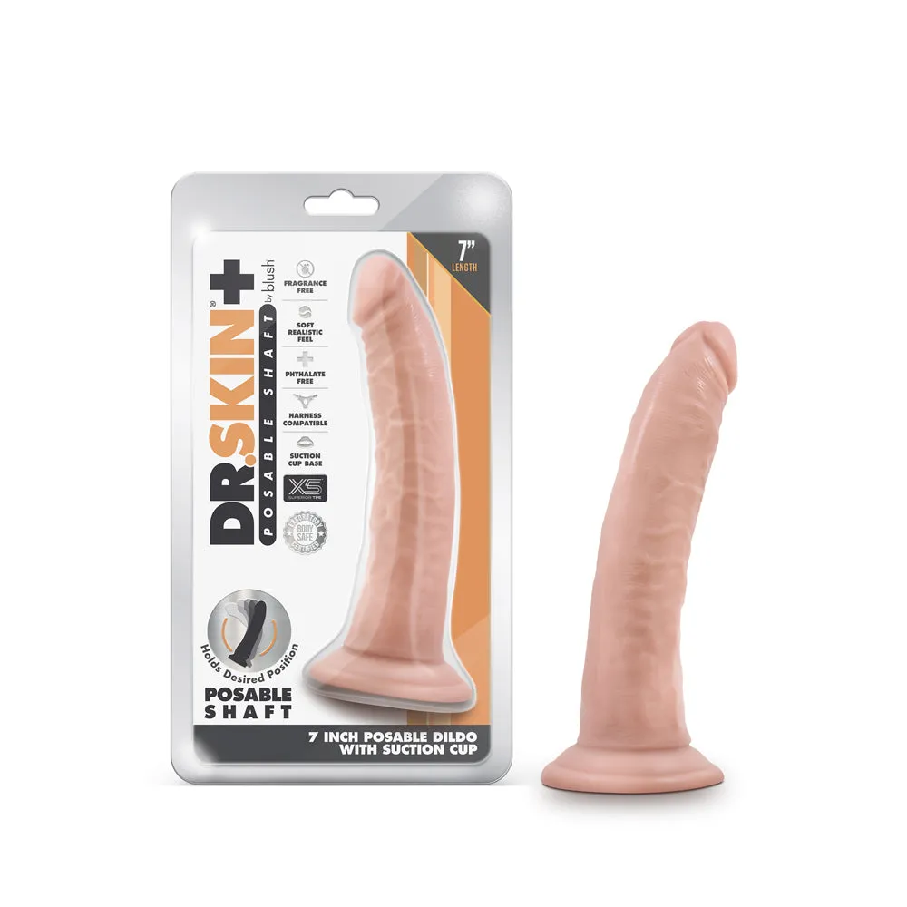 Dr. Skin Plus Realistic 7 in. Triple Density Posable Dildo in Brown