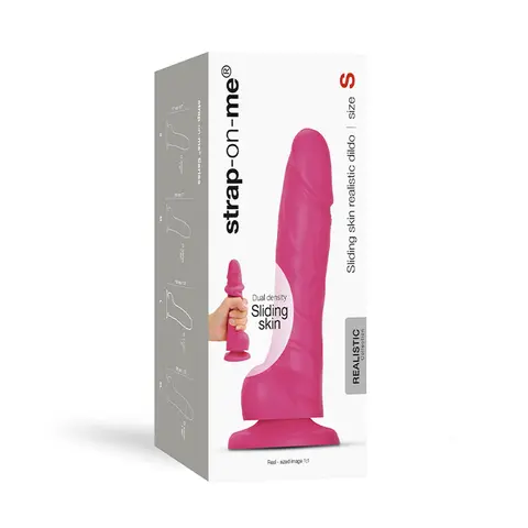 Strap-On-Me Realistic Collection Sliding Skin Dual-Density Silicone Dildo Fuchsia M