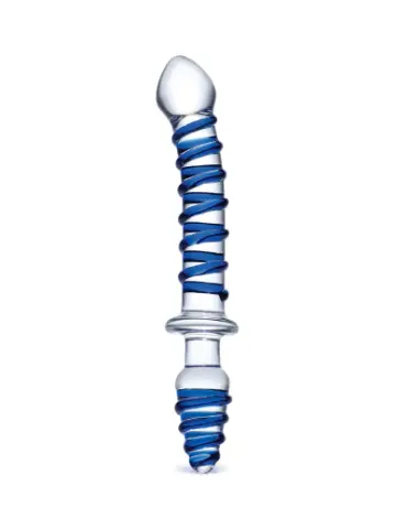 10” mr. swirly double-ended glass dildo & butt plug