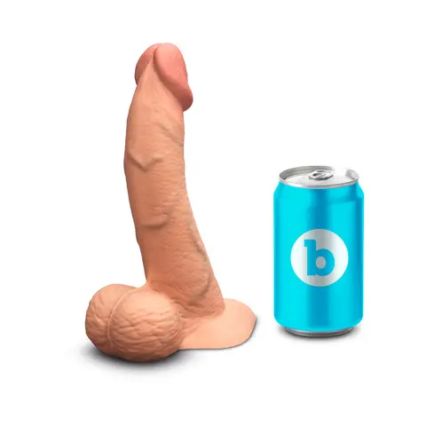 b-Vibe Slipskin Realistic Silicone Dildo 8 in. Curved in Mocha