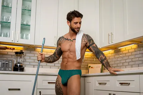 Male Power Ripple Moon Jock Teal L/XL