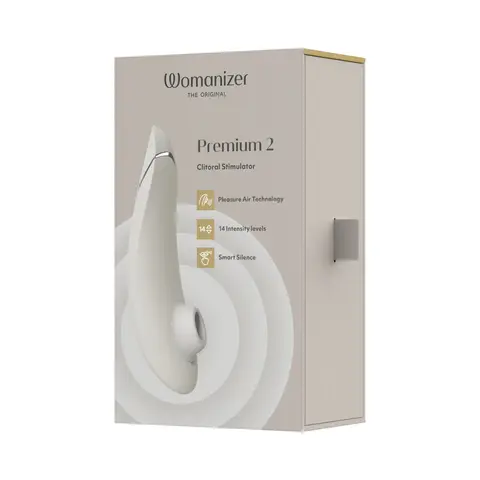 Womanizer Premium 2 Rechargeable Silicone Luxurious Pleasure Air Clitoral Stimulator in Gray