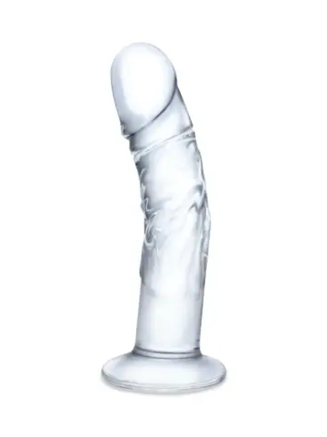 7” curved realistic glass dildo with veins