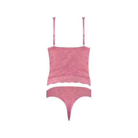 Magic Silk Wisteria Mist Bustier Cami & Thong Set Pink Queen Size