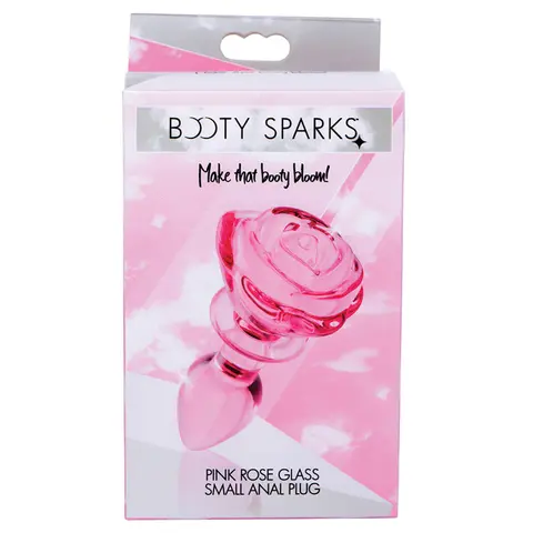 Booty Sparks Pink Rose Glass Anal Plug Small