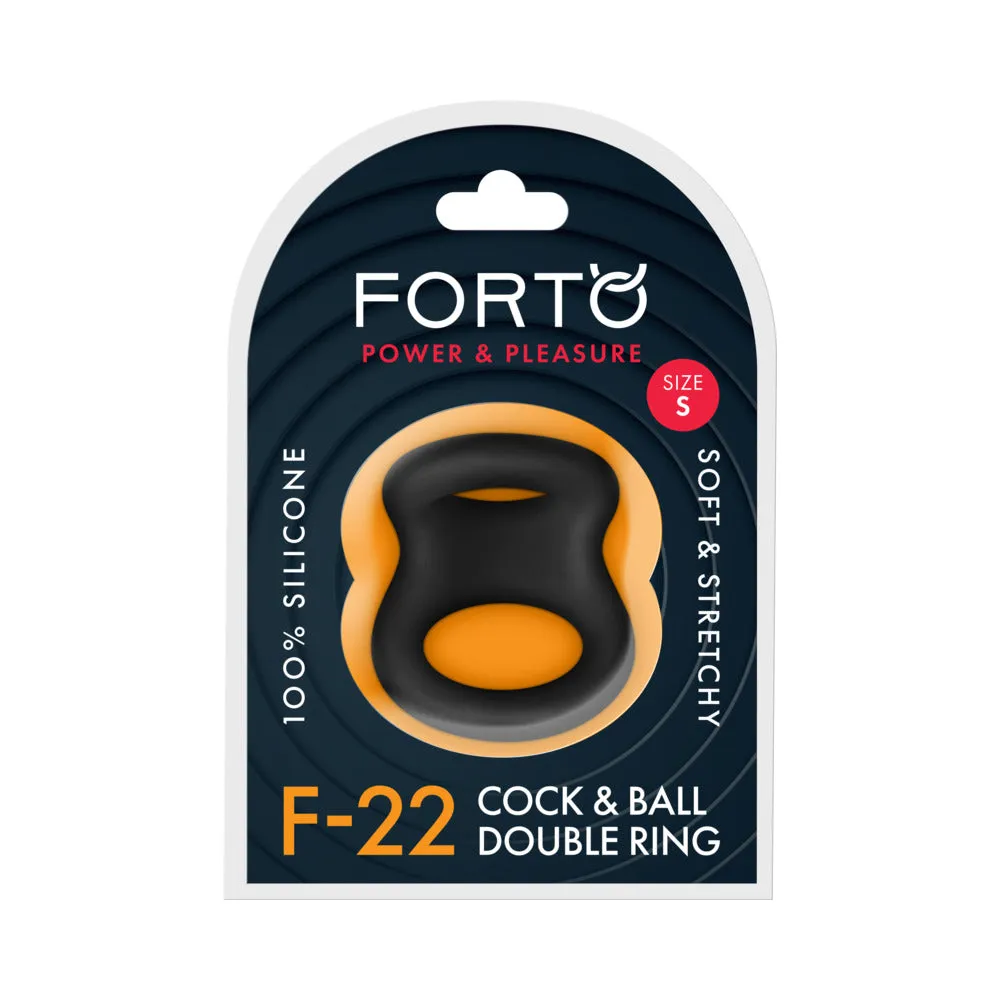 Forto F-22 Liquid Silicone Cock & Ball D-Ring Small Black
