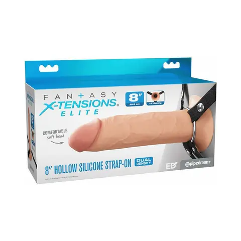 Fantasy X-Tensions Elite Hollow Silicone Strap-On 8 in. in Light