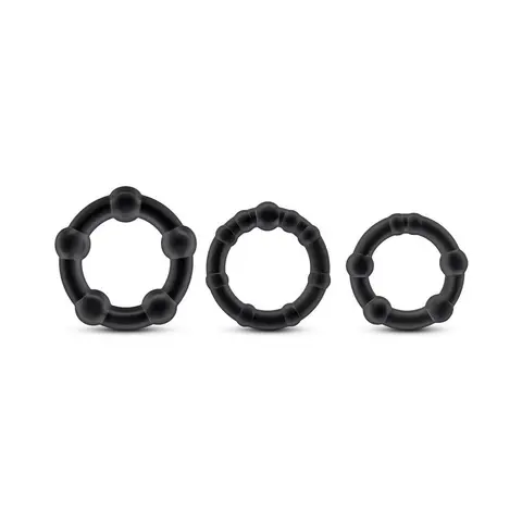 Stay Hard Beaded Cockrings 3-Piece Set in Black