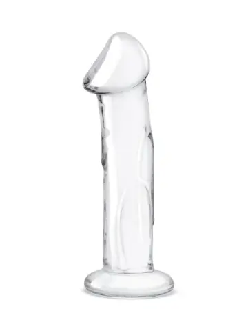 6” glass dildo with veins & flat base