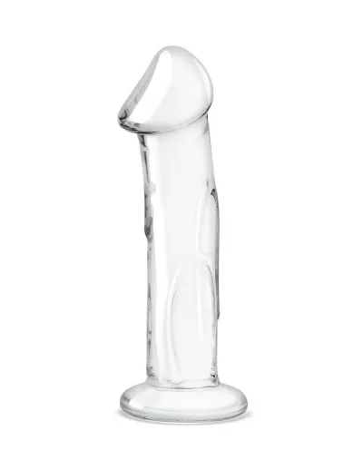 6” glass dildo with veins & flat base