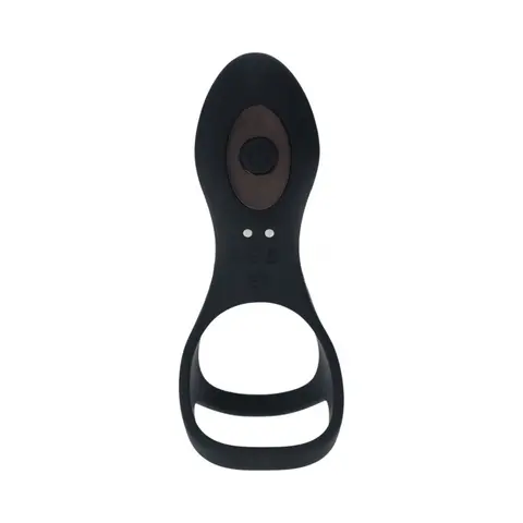 LEVELZ Vibrating Silicone Cock & Ball Ring with Shaft Loop in Black