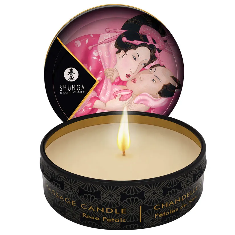 Shunga Mini Massage Candle Rose Petals 1 oz.