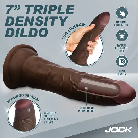 JOCK Hard-Core Triple Density Dildo 7 in. Dark
