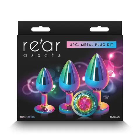 Rear Assets 3-Piece Metal Plug Kit in Multicolor/Rainbow