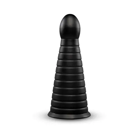 b-Vibe Cone 10 in. Tapered & Ribbed Dildo with Suction Cup