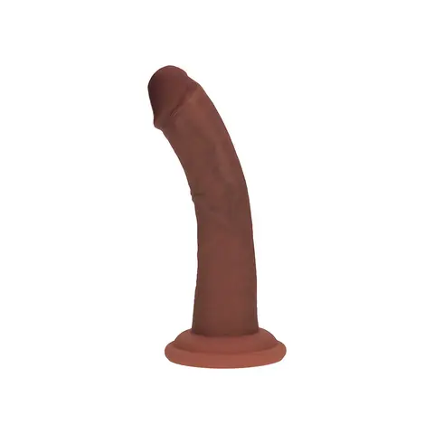 Realrock Dual Density Silicone Realistic Curved Dildo 6 in. in Brown