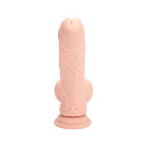 Realrock Realistic Dual Density Vibrating Silicone Dildo with Weighted Balls 6 in. in Beige