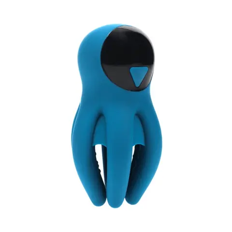 LEVELZ Digital Vibrating Silicone Penis Head Stimulator with Tentacles in Teal