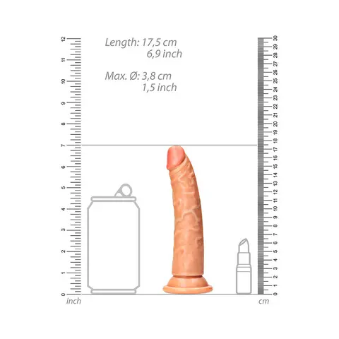 RealRock Realistic 6 in. Slim Dildo With Suction Cup in Tan