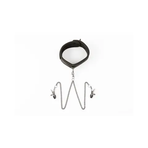 SEI MIO Twin Tweaks Velvet Collar with Nipple Clamps