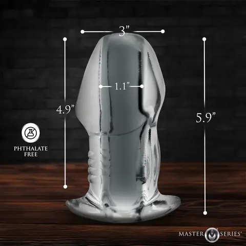 Master Series Dicked Clear Hollow Anal Plug XLarge