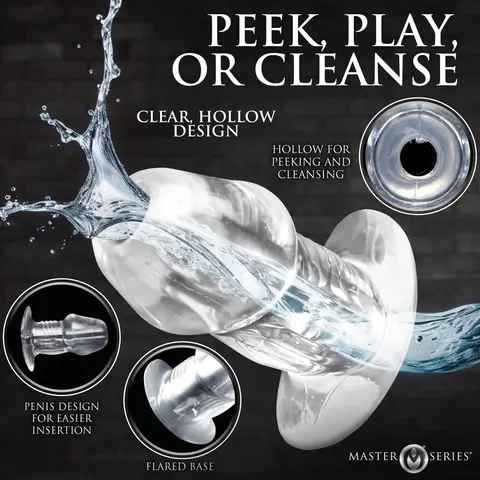 Master Series Dicked Clear Hollow Anal Plug Medium