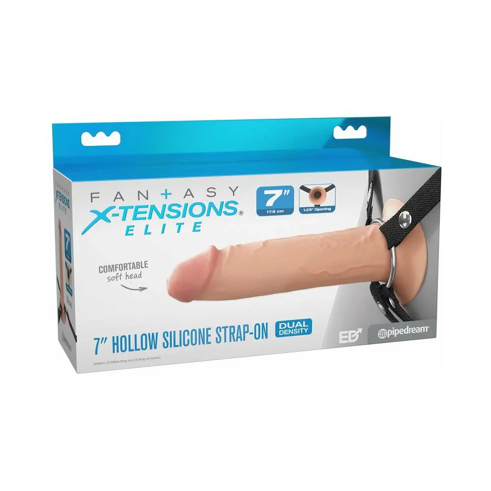 Fantasy X-Tensions Elite Hollow Silicone Strap-On 7 in. in Light