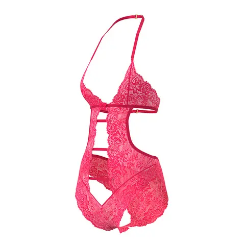 Magic Silk Get It Girl Halter Teddy with Snap Crotch Diva Pink Queen Size