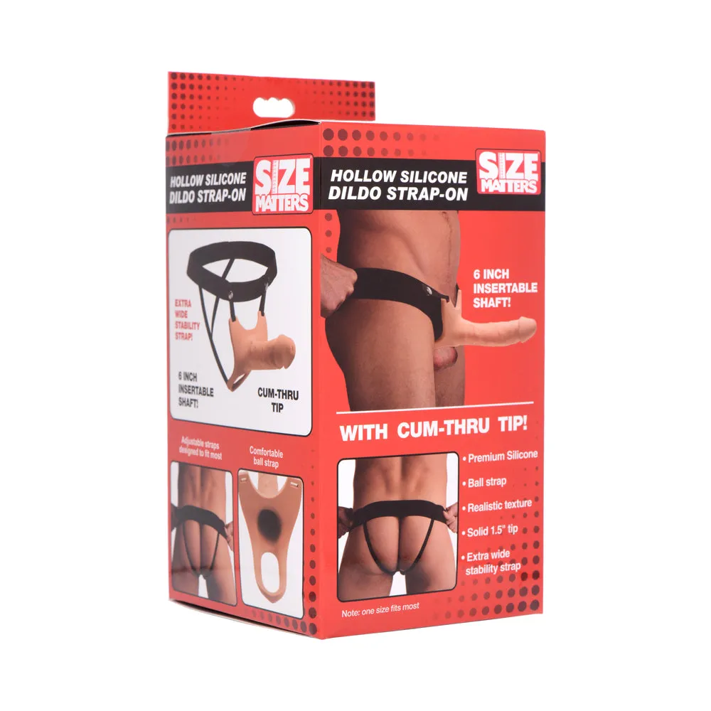 Size Matters Hollow Silicone Dildo Strap-On Beige
