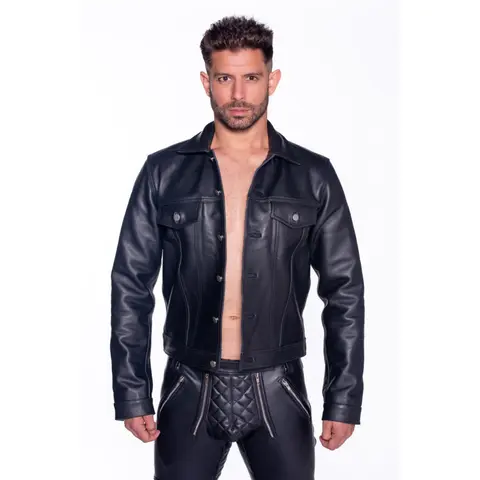 Prowler RED Leather Trucker Jacket M