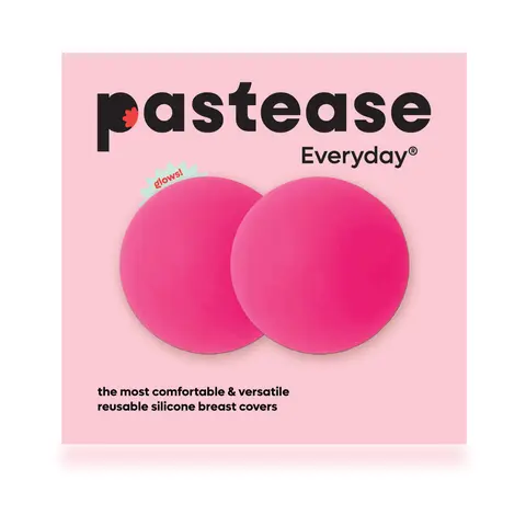 Pastease Halos Reusable Sticky Adhesive Silicone Nipple Cover Neon Pink Glow-in-the-Dark Large D+ Cup in Glow in the Dark