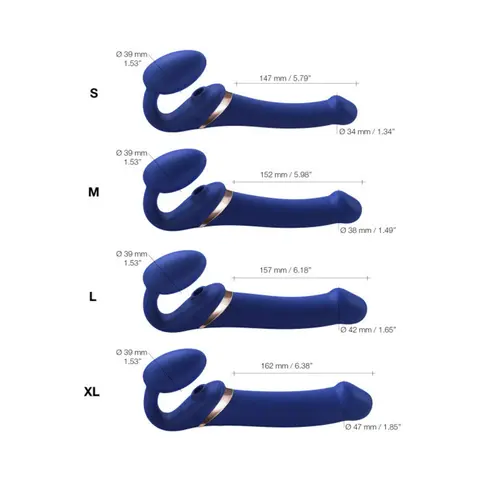 Strap-On-Me Rechargeable Remote-Controlled Multi Orgasm Bendable Strapless Strap-On Night Blue Small in Blue