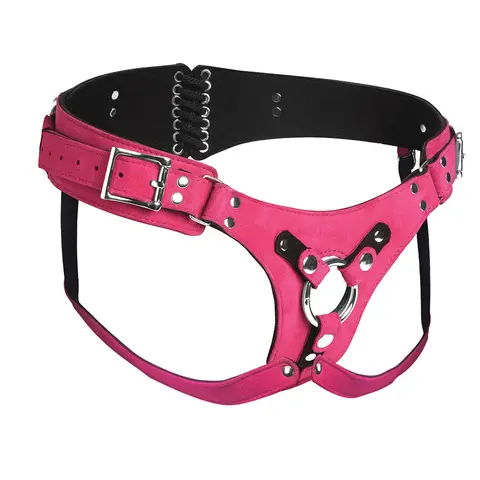 Strap U Bodice Deluxe Leather Corset Harness Pink