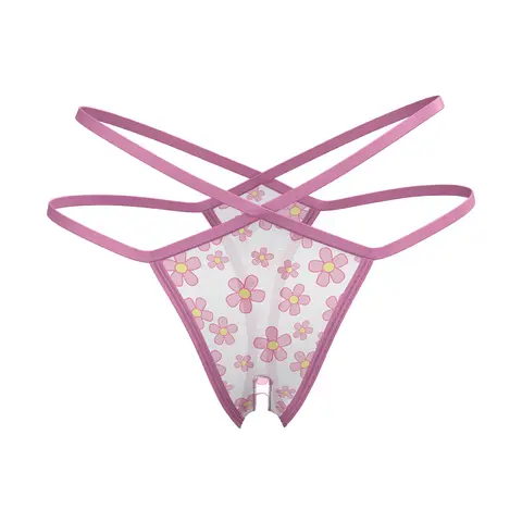 Magic Silk Daisy Split Crotch Thong Daisy Print S/M