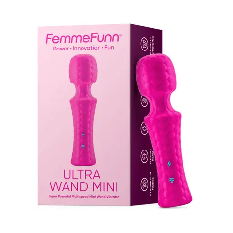 FemmeFunn Ultra Wand Mini Rechargeable Flexible Textured Silicone Vibrator in Pink