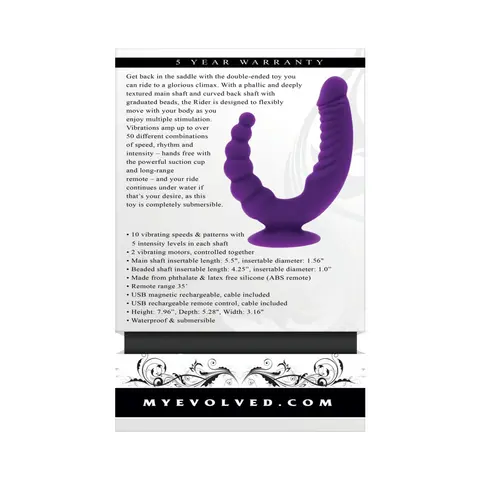 Evolved The Rider Rechargeable Double Vibrator Silicone Purple