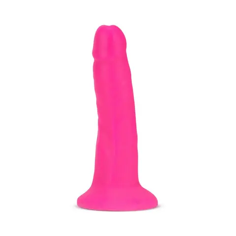 Neo Elite 6 in. Silicone Dual Density Dildo Neon in Pink